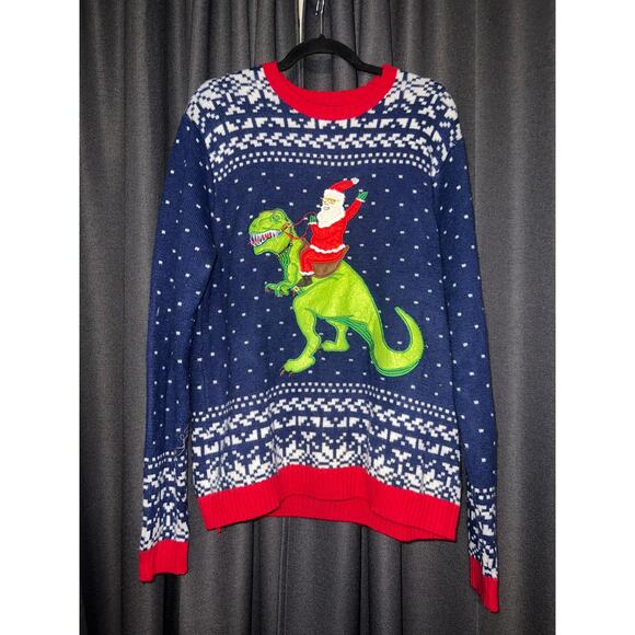 Ugly Christmas Sweater Xmas Size Large Dinosaur - Picture 1 of 3